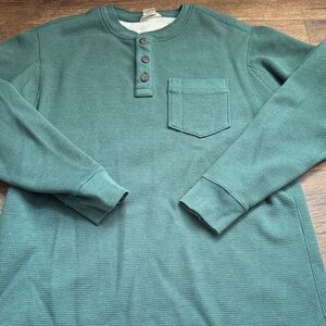 Duluth Trading Co Teal Long Sleeve Henley Shirt